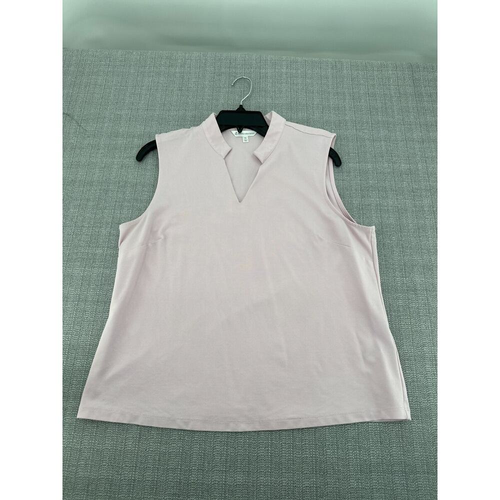 Brooks Brother Golf Shirt Womens XL Pink Pullover Sleeveless V Neck Performance